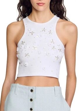 Oasis Embellished Cropped Tank Top
